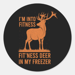 Mannen jager Ik ben in Fitness Deer Hu Ronde Sticker