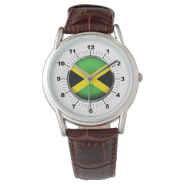 Mannen Jamaica Vlag Klassiek Leren Horloge