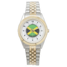 Mannen Jamaica vlag Two-Tone armband horloge