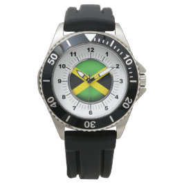 Mannen jamaica vlag zwart rubberen bandhorloge horloge