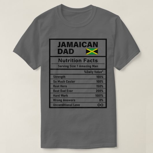 Mannen Jamaicaan Dad Nutrition Facts Vaderdag Nat T-shirt (Design voorkant)