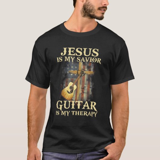 Mannen jezus is mijn reddingsgitaar is mijn therap t-shirt (Voorkant)