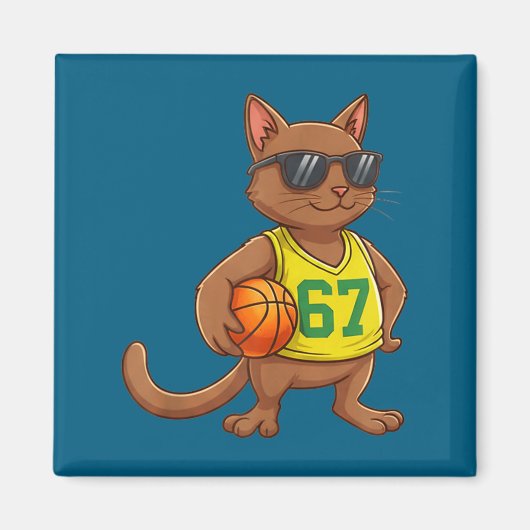 Mannen Jongens Kat Basketbal 67 Gen Alpha Magneet (Voorkant)