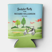 Mannen Jonggezellenfeest Golf Thema Naam Datum Blikjeskoeler (Voorkant)