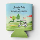 Mannen Jonggezellenfeest Golf Thema Naam Datum Blikjeskoeler (Achterkant)