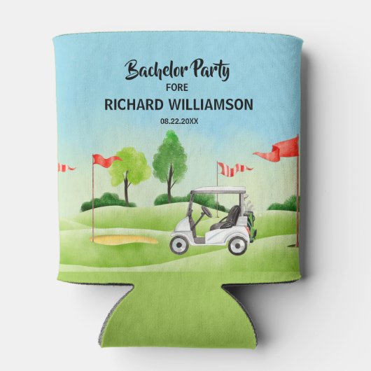 Mannen Jonggezellenfeest Golf Thema Naam Datum Blikjeskoeler (Achterkant)
