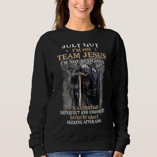 Mannen juli Guy Team Jesus Religious Cross Christe Trui (Voorkant)