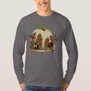 Mannen jumperkerstpudding en rendieren t-shirt