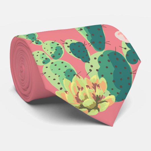 Mannen Jurk Stropdas Bohemian Cactus Succulenten D (Opgerold)