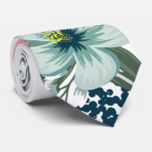 Mannen Jurk Stropdas Tropische Bloem op Wit (Opgerold)