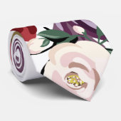 Mannen Jurk Stropdas Wit Roses Goud Geometrisch Bl (Opgerold)