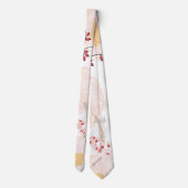 Mannen Jurk Stropdas Witte Bloemen op Wit (Achterkant)