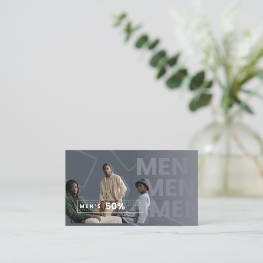 Mannen Kaart met korting van 50 % (Staand voorkant)