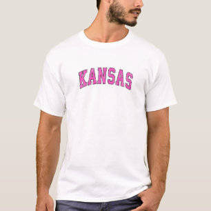 Mannen Kansas Ks Sportontwerp Roze ontwerp T-shirt