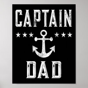 Mannen kapitein Dad Lake Boating Vaderdag Poster