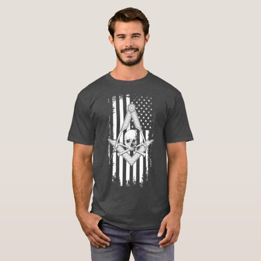 Mannen kapitein Mason Amerikaanse vlag Masonic Sku T-shirt (Voorkant volledig)