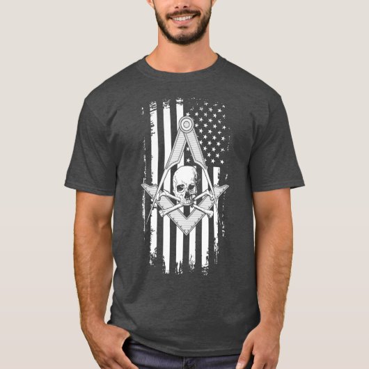 Mannen kapitein Mason Amerikaanse vlag Masonic Sku T-shirt (Voorkant)