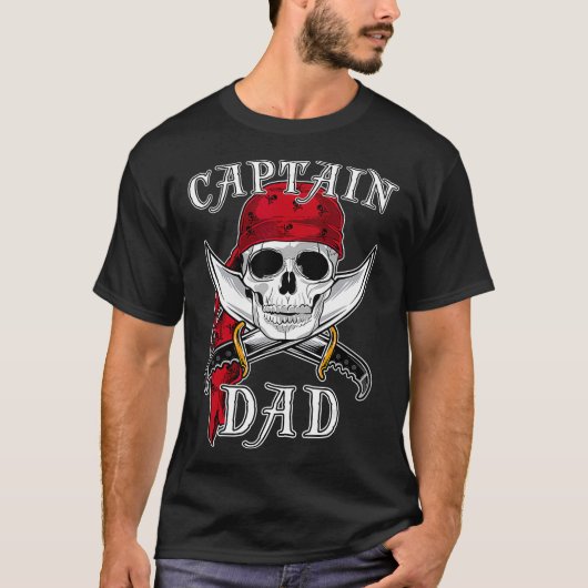 Mannen kapitein Pap Funny Halloween Pirate Skull G T-shirt (Voorkant)