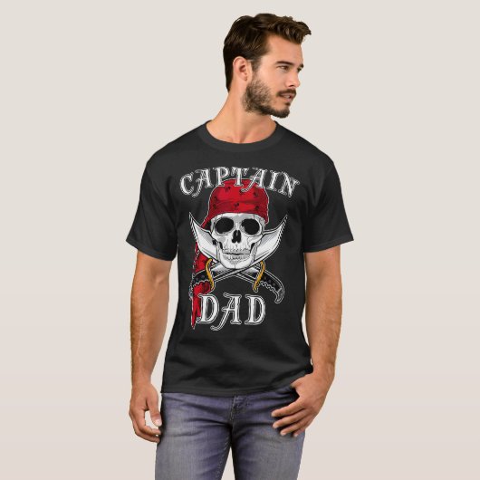 Mannen kapitein Pap Funny Halloween Pirate Skull G T-shirt (Voorkant volledig)