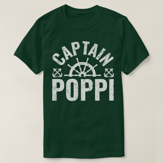 Mannen kapitein Poppi Boat eigenaar meer bootvader T-shirt (Design voorkant)