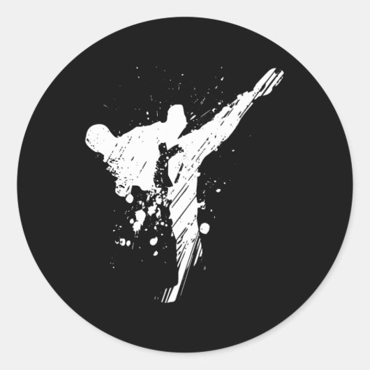 Mannen Karate Shirt Ronde Sticker (Voorkant)