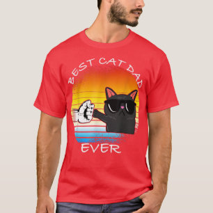 Mannen kat Best Cat Dad Retro Cat Meow T-shirt