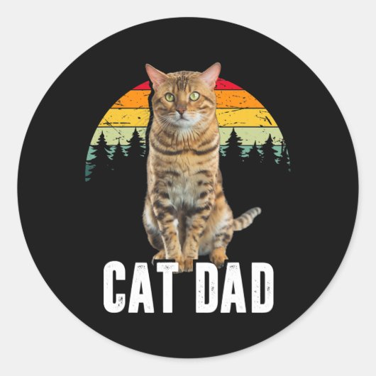 Mannen kat Papa Bengalen Kat Kutten Lover Katten Ronde Sticker (Voorkant)