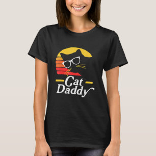 Mannen kat papa jaren tachtig stijl kat hipster t-shirt