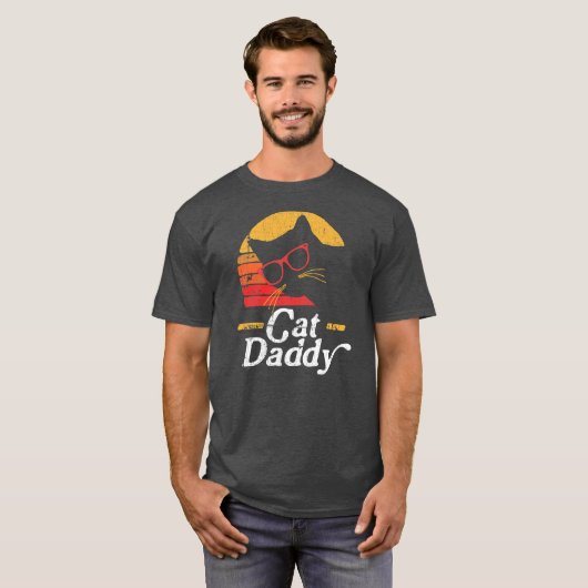 Mannen kat papa  tachtig stijl kat kat kat t-shirt (Voorkant volledig)