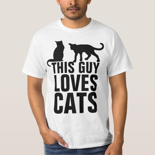 Mannen Kat T-Shirts, DEZE MAN HOUDT VAN KATTEN T-S T-shirt (Voorkant)