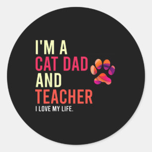 Mannen Kat Vader Leraar Grappige Leraar Vader Vade Ronde Sticker