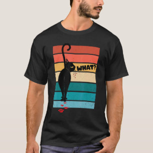Mannen Kat Wat Zwart Moord Kat Retro vintage Kat T-shirt