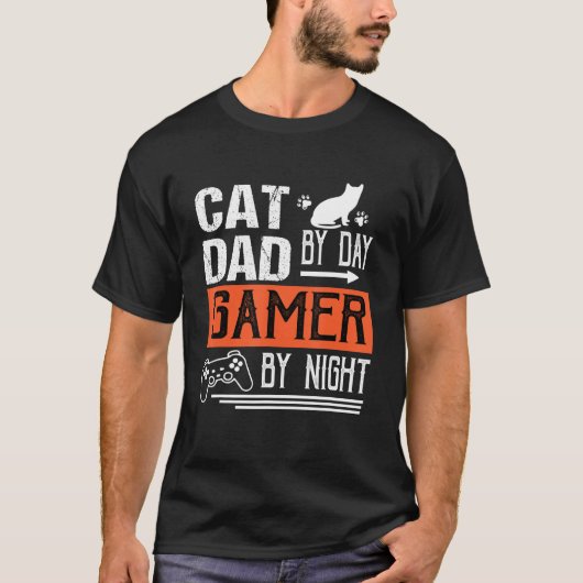 Mannen kattevader tegen dag gamer bij nacht - vade t-shirt (Voorkant)