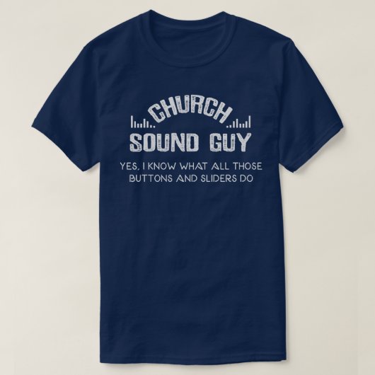Mannen kerkaudiotechnici Funny Church Sound E T-shirt (Design voorkant)