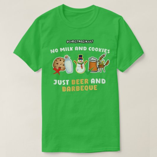 Mannen kerst in juli Geen melk en koekjes T-shirt (Design voorkant)