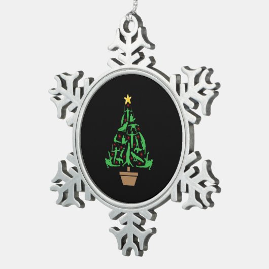 Mannen kerst met gymnastiek tin sneeuwvlok ornament (Rechts)