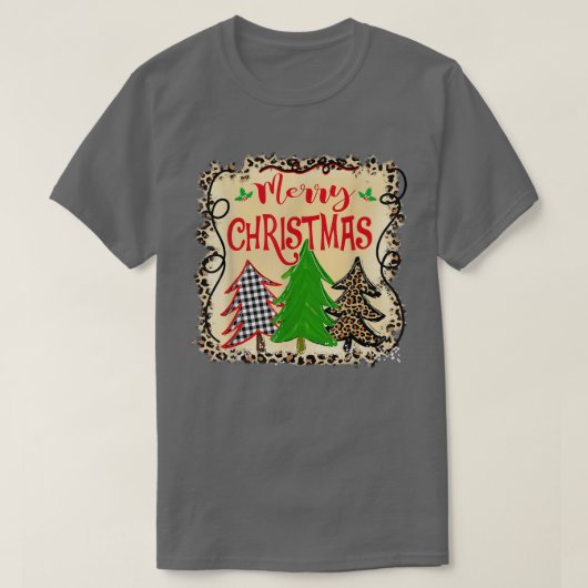 Mannen kerstbomen Leopard Women Merry Kerstmis T-shirt (Design voorkant)
