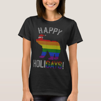 Mannen kerstdagen Beer Gay Pap Paar Oogse Kerstmis T-shirt