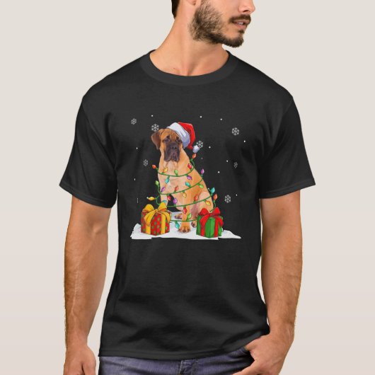 Mannen kerstkerstboomverlichting met bultrugaren t-shirt (Voorkant)