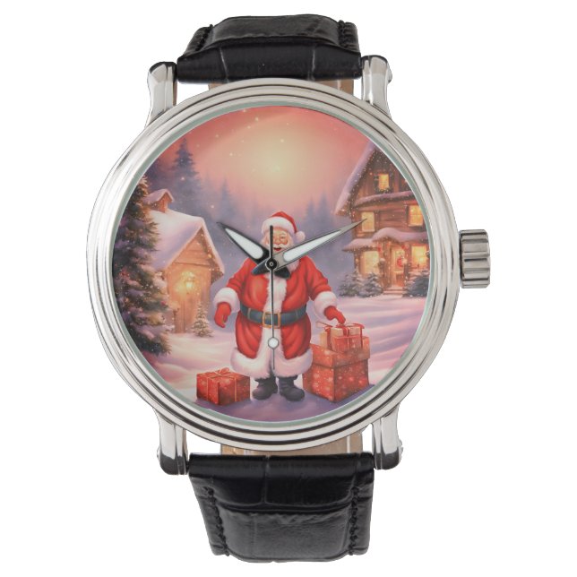 Mannen kerstmis  cadeauhorloge horloge (Voorkant)