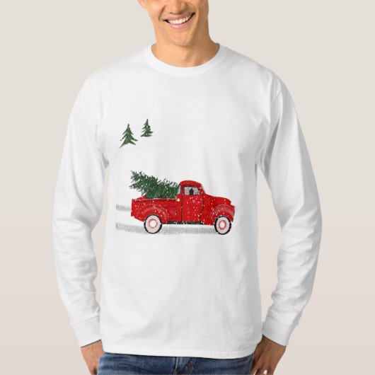 Mannen Kerstmis T, Little Red Truck T-shirt (Voorkant)