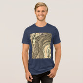 Mannen "Khaki Tan Green Silk Harvest" Tri-Blend Shirt (Voorkant volledig)