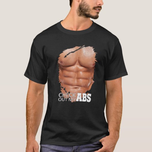 Mannen kijk uit mijn buik, grappige Fake Torn Ches T-shirt (Voorkant)