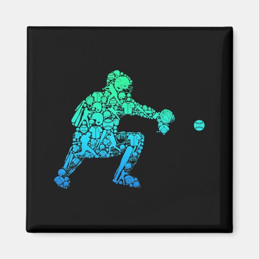 Mannen Kinder borden voor honkbal Catcher Player Magneet (Voorkant)