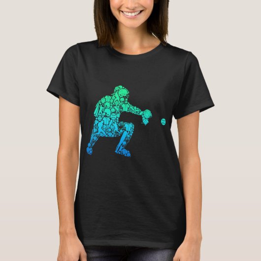 Mannen Kinder borden voor honkbal Catcher Player T-shirt (Voorkant)