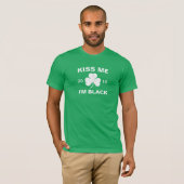  Mannen Kiss me Ik ben Black Shamrock T-shirt (Voorkant volledig)
