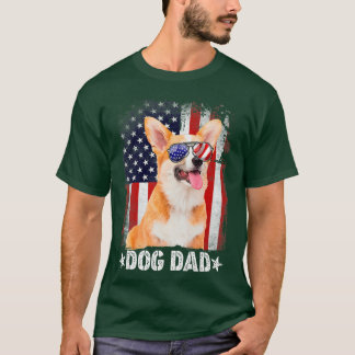 Mannen Klassieke Corgi Dog Dad Usa Flag Fathers Da T-shirt
