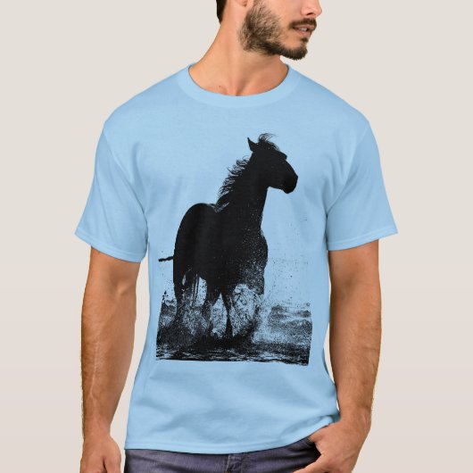 Mannen kleding die Pop van paarden draait T-shirt (Voorkant)