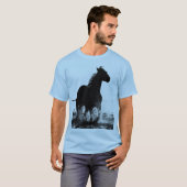 Mannen kleding die Pop van paarden draait T-shirt (Voorkant volledig)