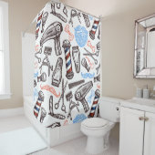 Mannen kleurrijke barber stijl douchegordijn (In situ)